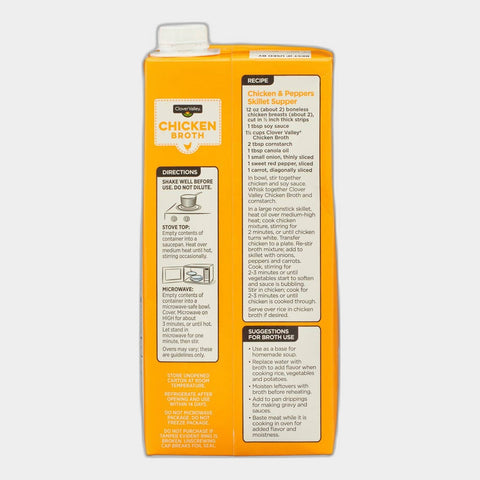3 Cartons Clover Valley Chicken Broth, 32 oz