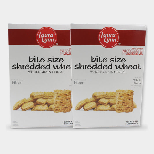 2 Boxes Laura Lynn Bite Size Shredded Wheat Cereal, 16.4 oz