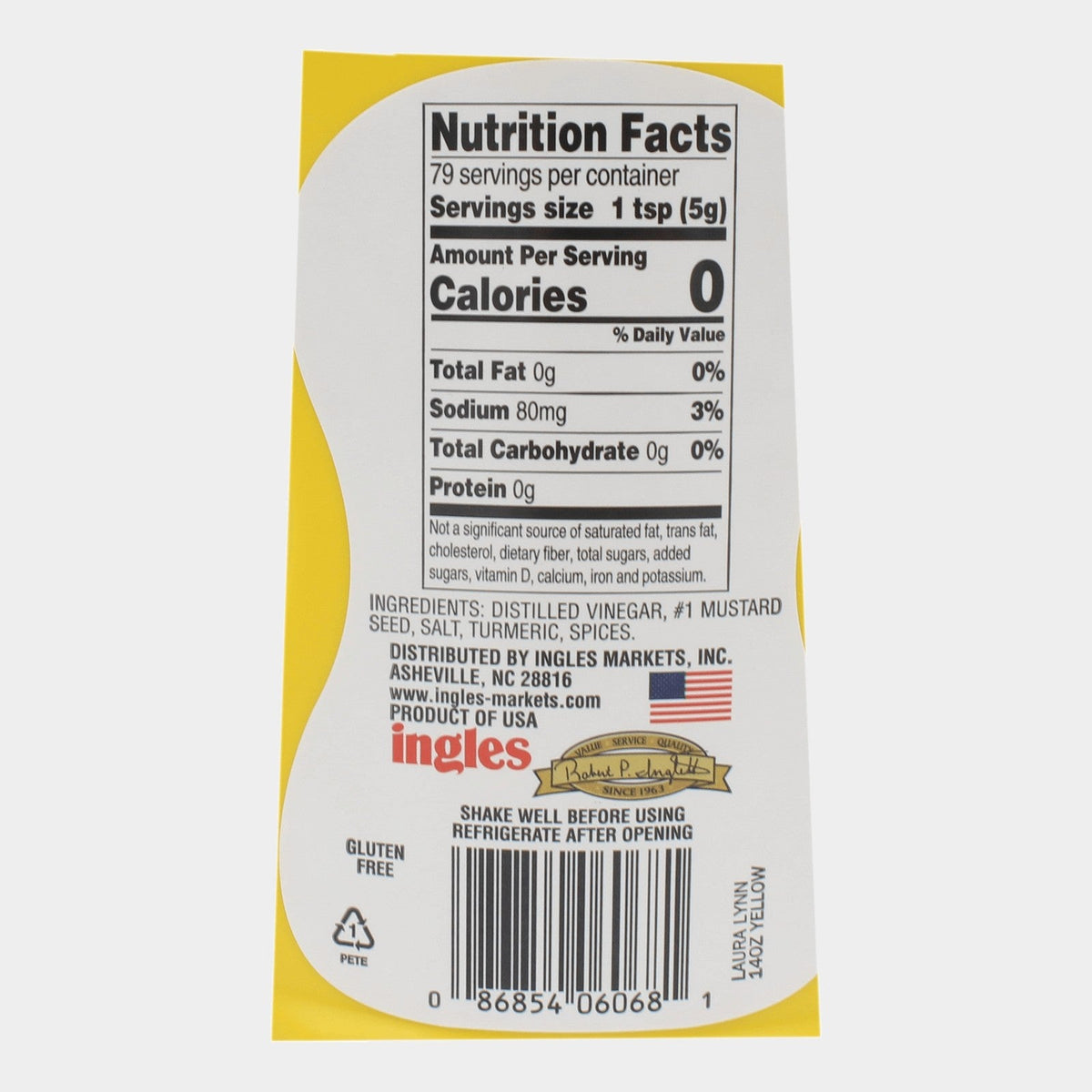 4 Bottles Laura Lynn Yellow Mustard Squeeze, 14 oz