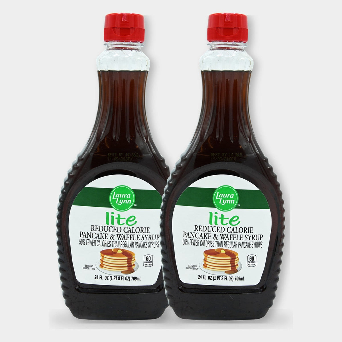 2 Bottles Laura Lynn Lite Pancake Syrup, 24 oz