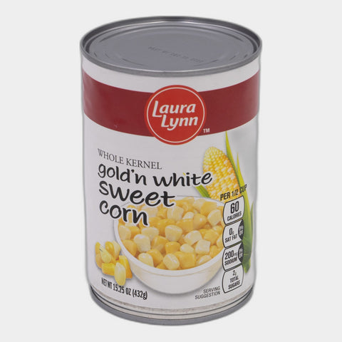 6 Cans Laura Lynn Gold'n White Sweet Corn, 15.25 oz
