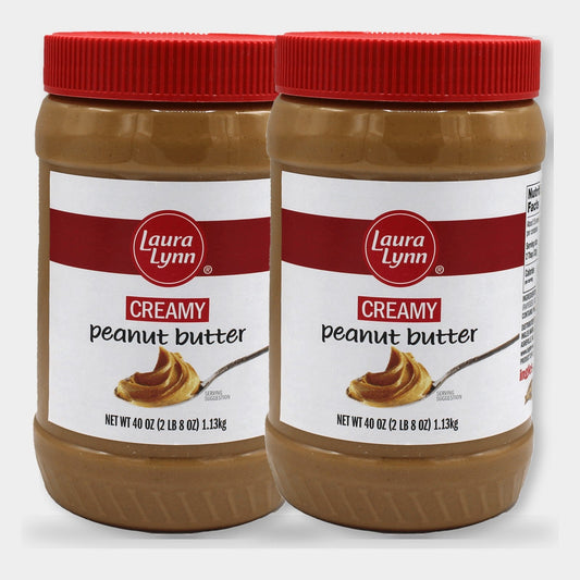 2 Jars Laura Lynn Creamy Peanut Butter, 40 oz