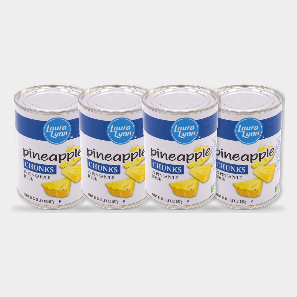 4 Cans Laura Lynn Pineapple Chunks, 20 oz
