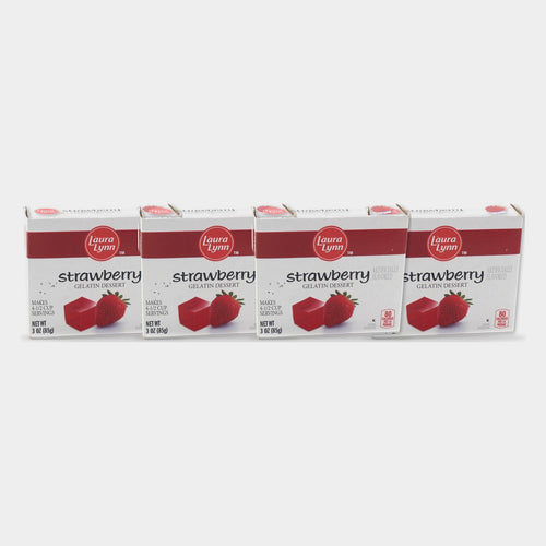 4 Bags Laura Lynn Strawberry Gelatin Mix, 3 oz
