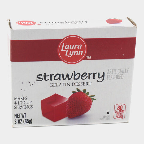 4 Bags Laura Lynn Strawberry Gelatin Mix, 3 oz