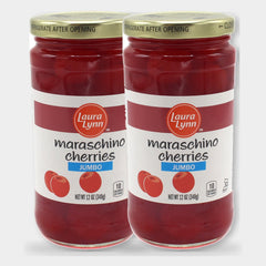 2 Jars Laura Lynn Jumbo Maraschino Cherries, 12 oz