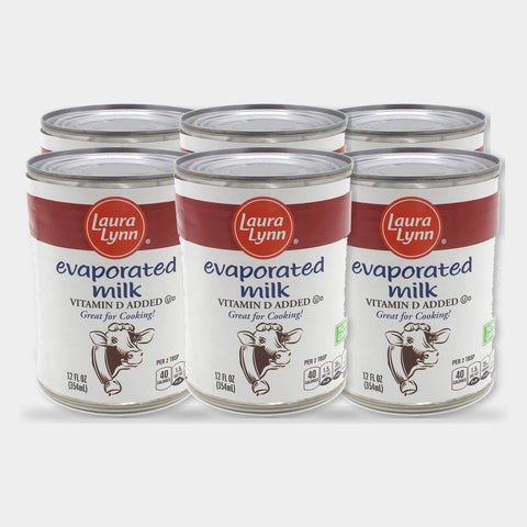 6 Cans Laura Lynn Evaporated Milk, 12 oz
