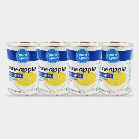 4 Cans Laura Lynn Crushed Pineapple in Juice, 20 oz