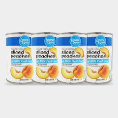 4 Cans Laura Lynn Lite Sliced Peaches, 15 oz