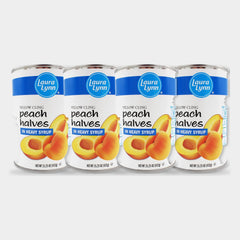 4 Cans Laura Lynn Peach Halves Heavy Syrup, 15.25 oz