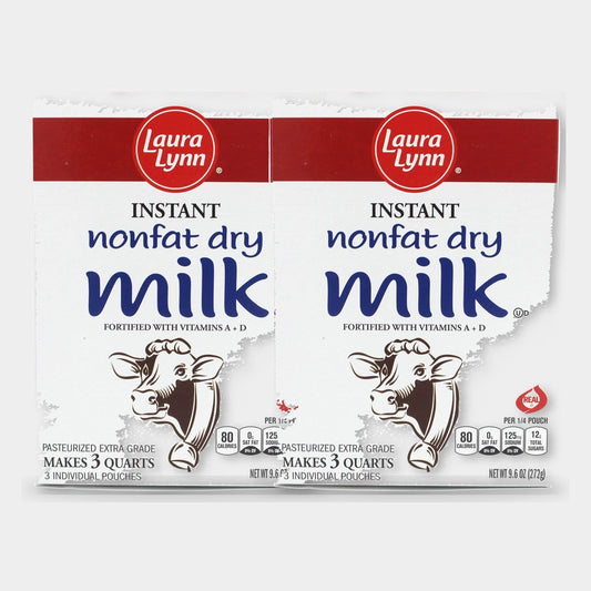 2 Containers Laura Lynn Instant Dry Milk, 9.6 oz