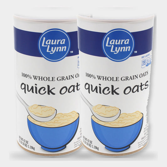 2 Canisters Laura Lynn Quick Oats, 42 oz