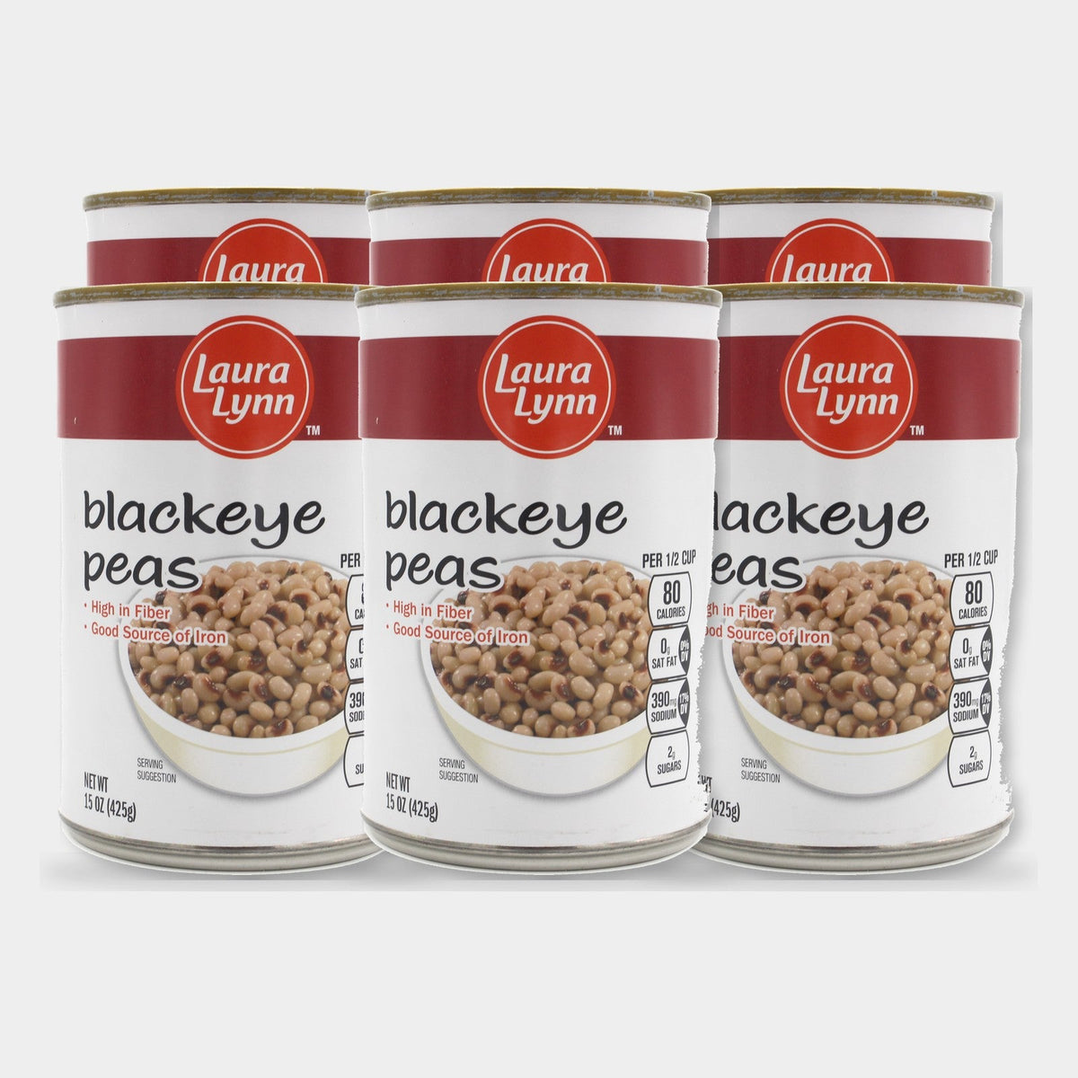 6 Cans Laura Lynn Black Eyed Peas, 15.5 oz