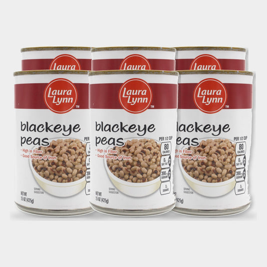 6 Cans Laura Lynn Black Eyed Peas, 15.5 oz
