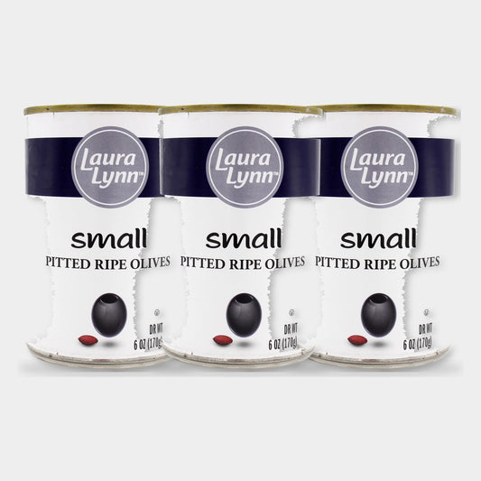 3 Jars Laura Lynn Small Pitted Ripe Olives, 6 oz