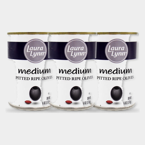 3 Jars Laura Lynn Medium Pitted Ripe Olives, 6 oz
