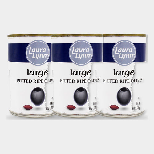 3 Jars Laura Lynn Large Pitted Ripe Olives, 6 oz