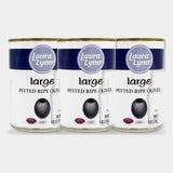 3 Jars Laura Lynn Large Pitted Ripe Olives, 6 oz