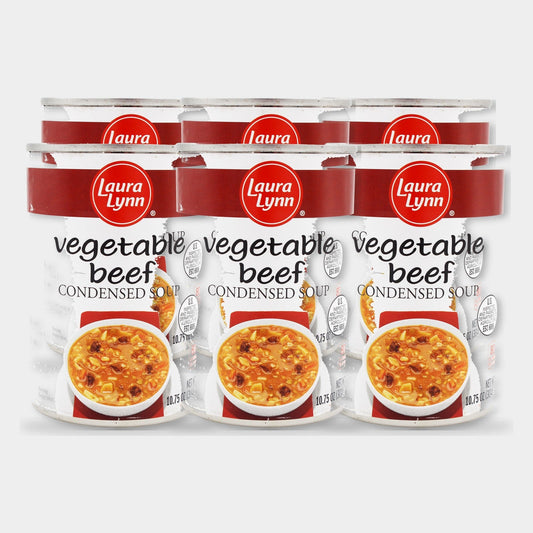 6 Cans Laura Lynn Vegetable Beef Soup Condensed, 10.75 oz