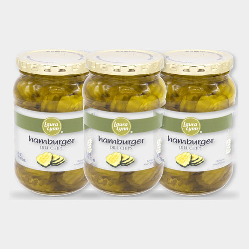 3 Jars Laura Lynn Hamburger Dill Chips, 16 oz