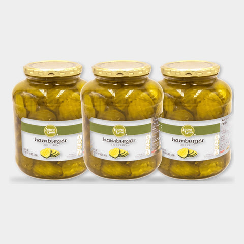 3 Jars Laura Lynn Hamburger Dill Chips, 46 oz