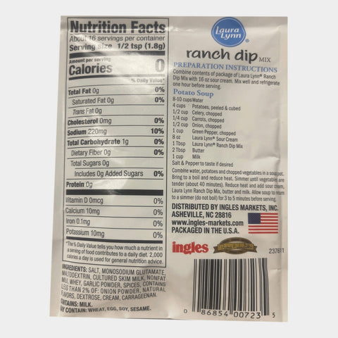 6 Packets Laura Lynn Ranch Dip Mix, 1 oz