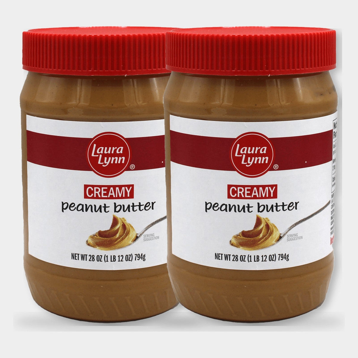 2 Jars Laura Lynn Creamy Peanut Butter, 28 oz