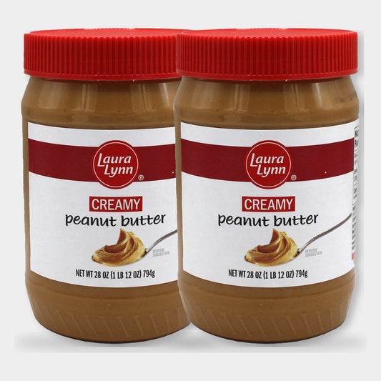 2 Jars Laura Lynn Creamy Peanut Butter, 28 oz