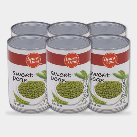 6 Cans Laura Lynn Sweet Peas, 15 oz