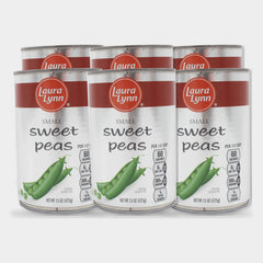 6 Cans Laura Lynn Small Early Peas, 15 oz