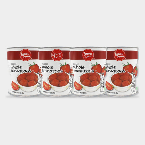 4 Cans Laura Lynn Whole Peeled Tomato, 28 oz