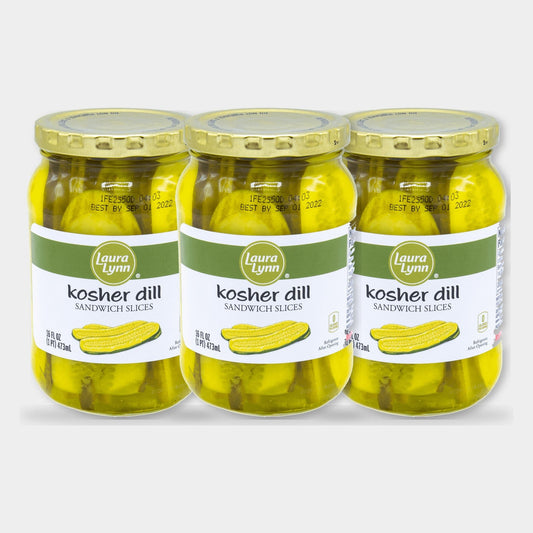 3 Jars Laura Lynn Kosher Dill Sandwich Slices, 16 oz