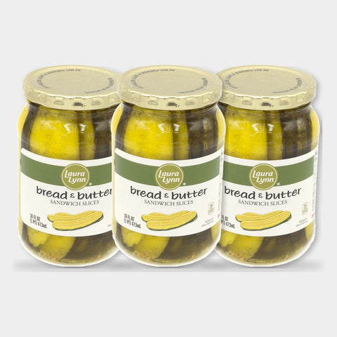 3 Jars Laura Lynn Bread & Butter Sandwich Slices, 16 oz