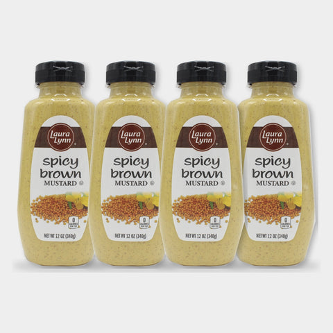 4 Bottles Laura Lynn Spicy Brown Mustard, 12 oz