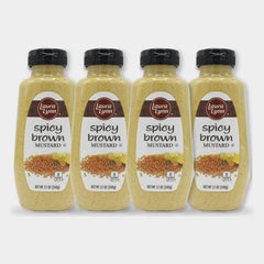 4 Bottles Laura Lynn Spicy Brown Mustard, 12 oz