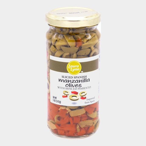 3 Jars Laura Lynn Sliced Manz Spanish Salad Olives W/ Minced Pimento, 5 oz