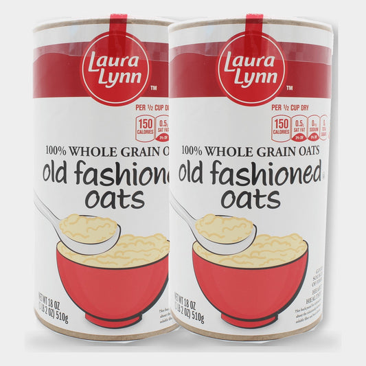 2 Canisters Laura Lynn Old Fashioned Oats, 18 oz