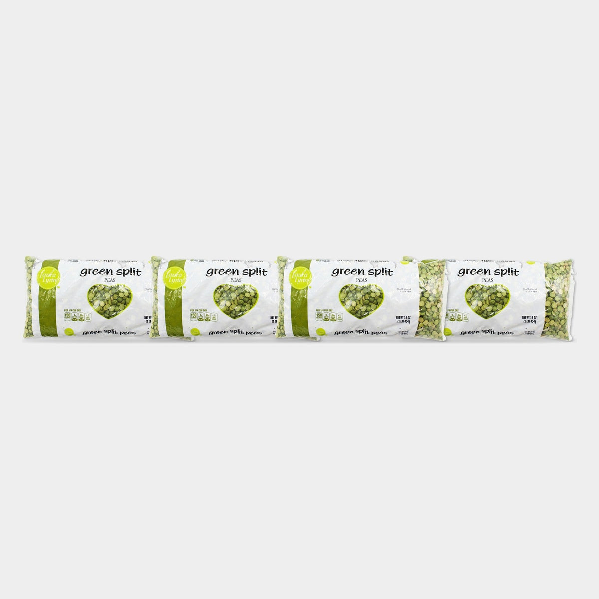 4 Bags Laura Lynn Dry Green Split Peas, 1 lb