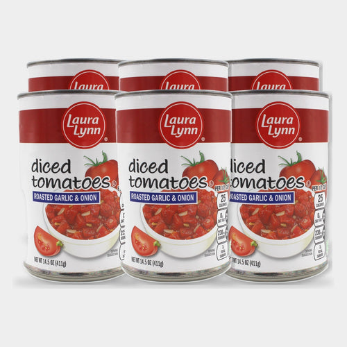 6 Cans Laura Lynn Diced Tomatoes with Garlic & Onion, 14.5 oz