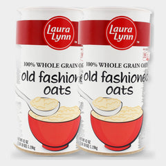 2 Canisters Laura Lynn Old Fashioned Oatmeal, 42 oz