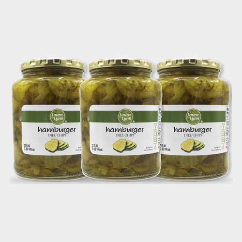3 Jars Laura Lynn Hamburger Dill Chips, 32 oz