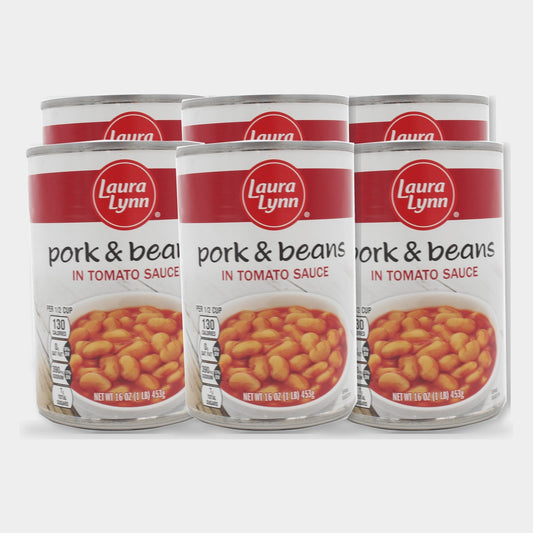 6 Cans Laura Lynn Pork & Beans, 15 oz