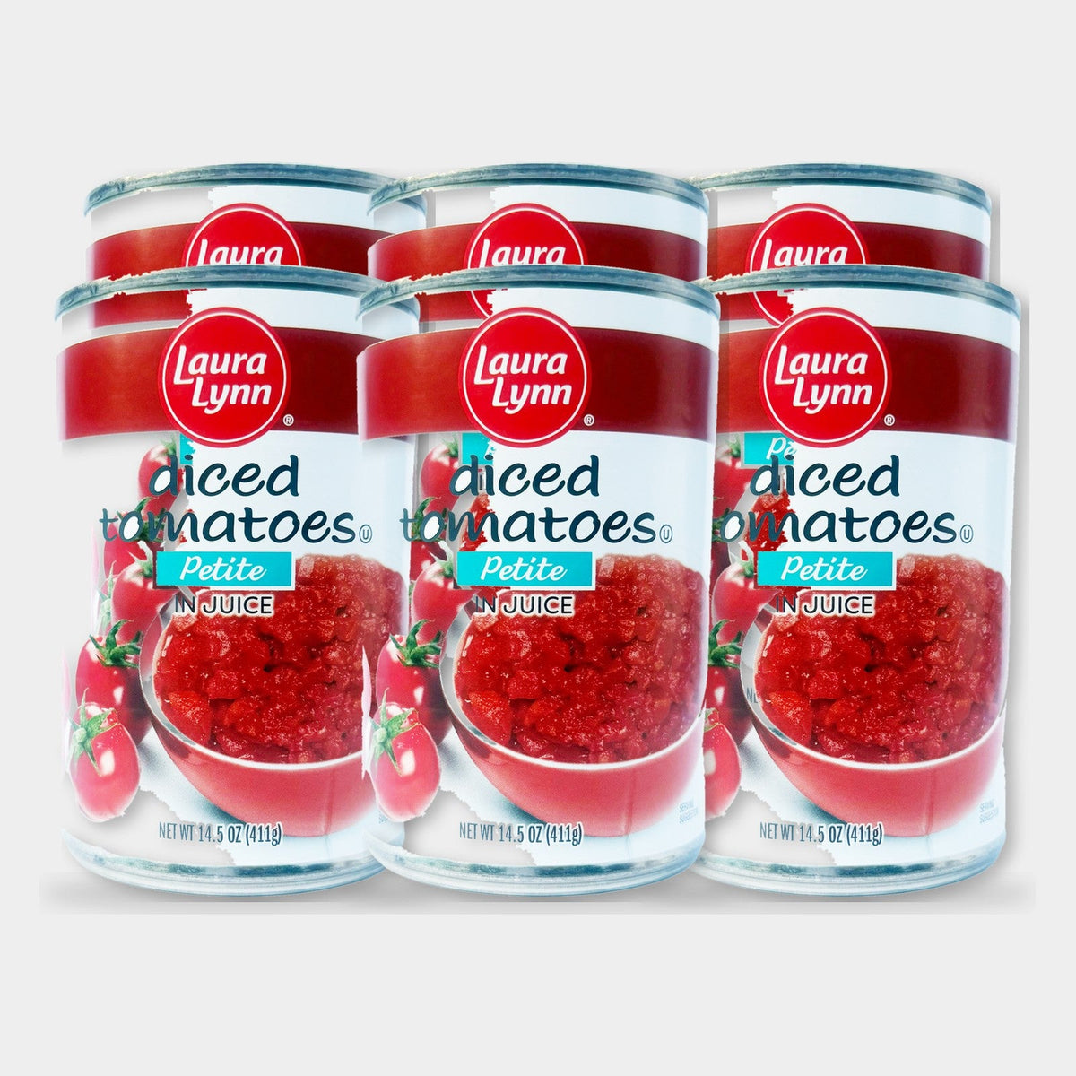6 Cans Laura Lynn Petite Diced Tomatoes, 14.5 oz
