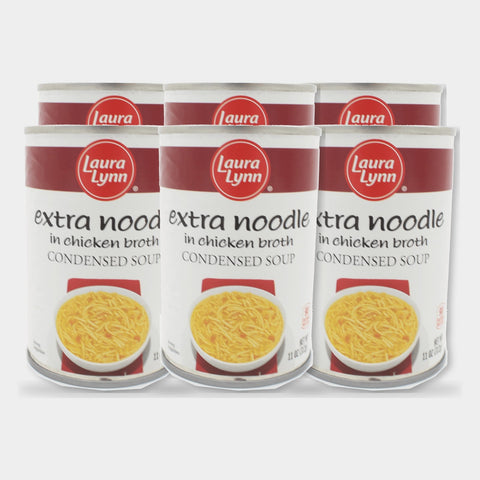 6 Cans Laura Lynn Extra Noodle Soup Condensed, 11 oz
