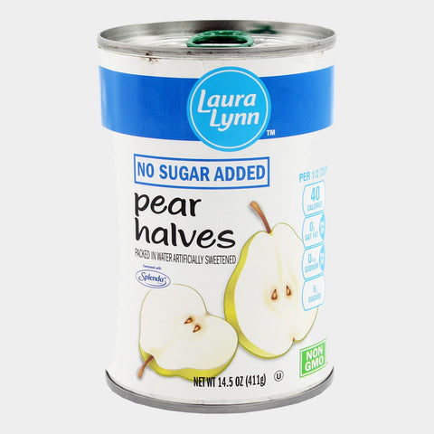 4 Cans Laura Lynn No Sugar Added Pear Halves (Splenda), 14.5 oz
