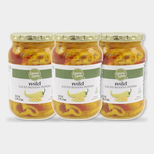 3 Jars Laura Lynn Mild Sliced Banana Peppers, 16 oz