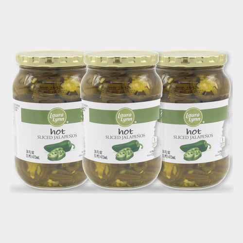 3 Jars Laura Lynn Hot Sliced Jalapenos, 16 oz