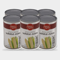 6 Cans Laura Lynn Whole Kernel White Corn, 15.25 oz