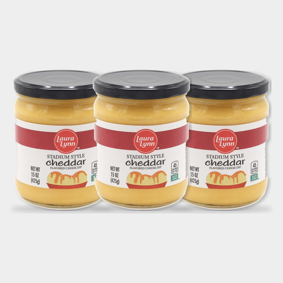 3 Jars Laura Lynn Stadium Style Cheddar Cheese, 15 oz