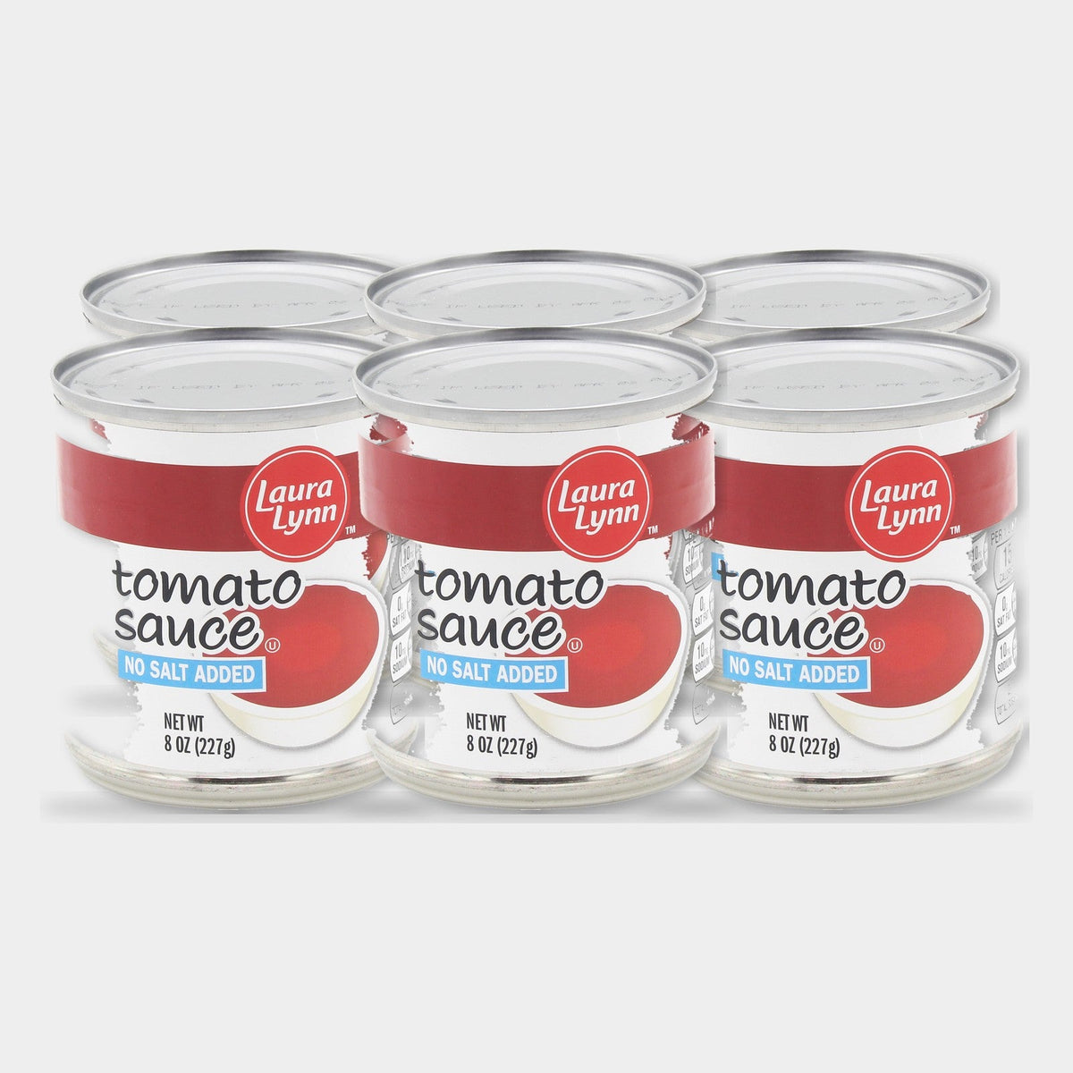 6 Cans Laura Lynn No Salt Added Tomato Sauce, 8 oz
